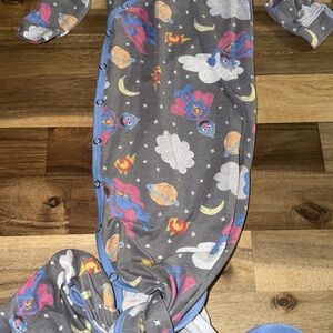Cozy Gray Kids Footie with Cartoon Print